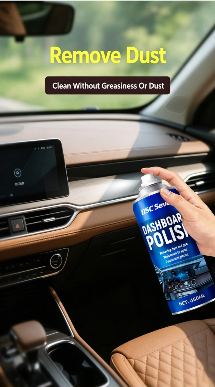 dsc seven dashboard polish spray uv protection static free wax for car leather furniture (3)