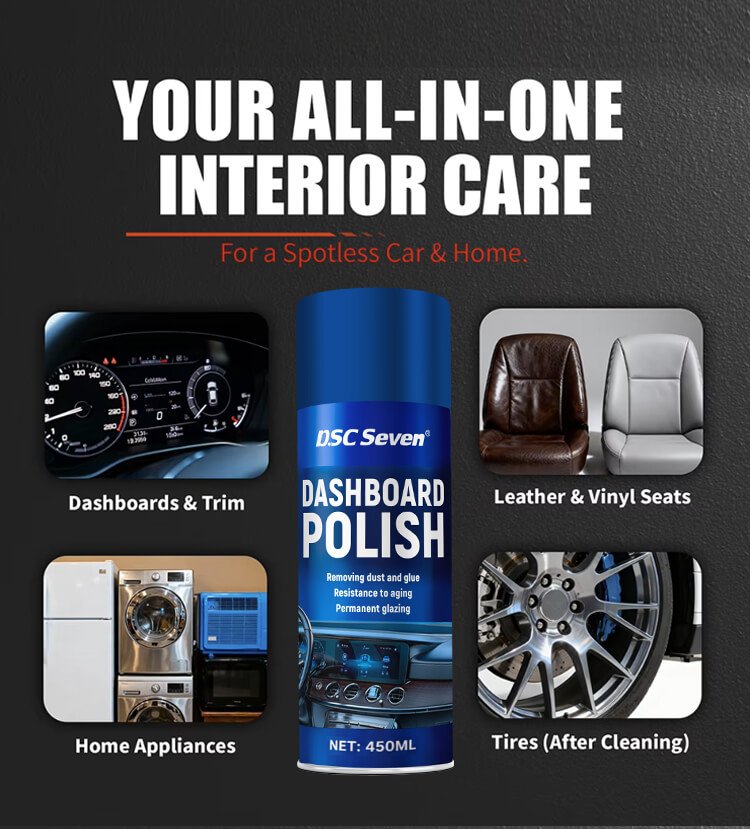 dsc seven dashboard polish spray uv protection static free wax for car leather furniture (6)